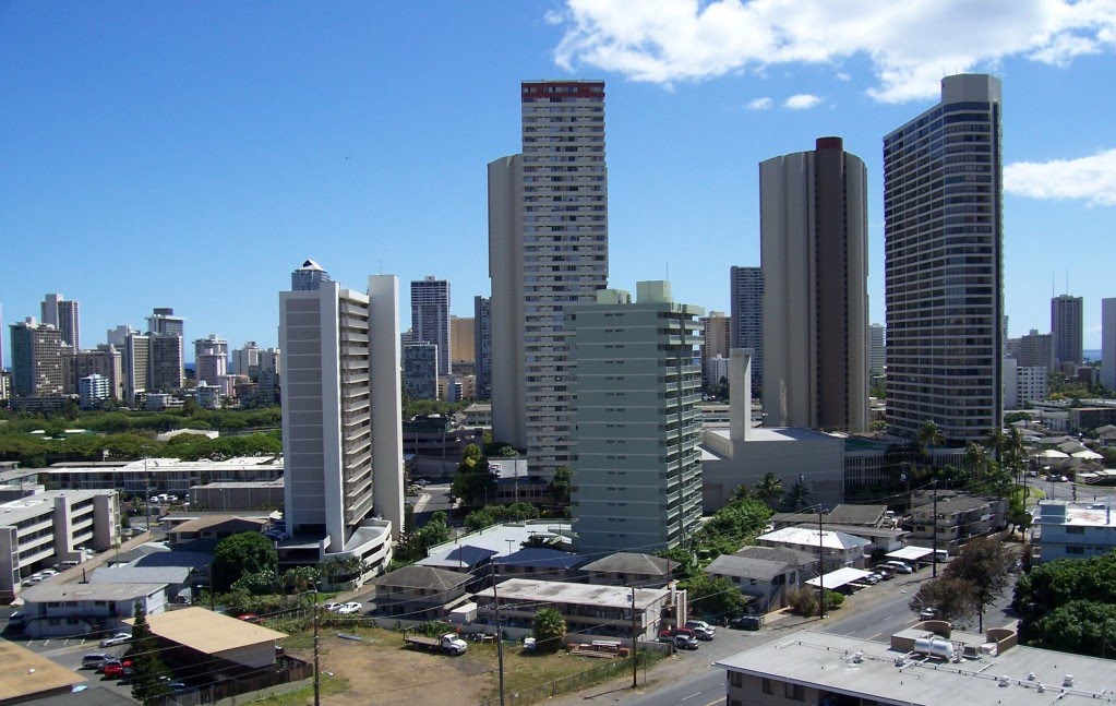 Honolulu skyline aerial view