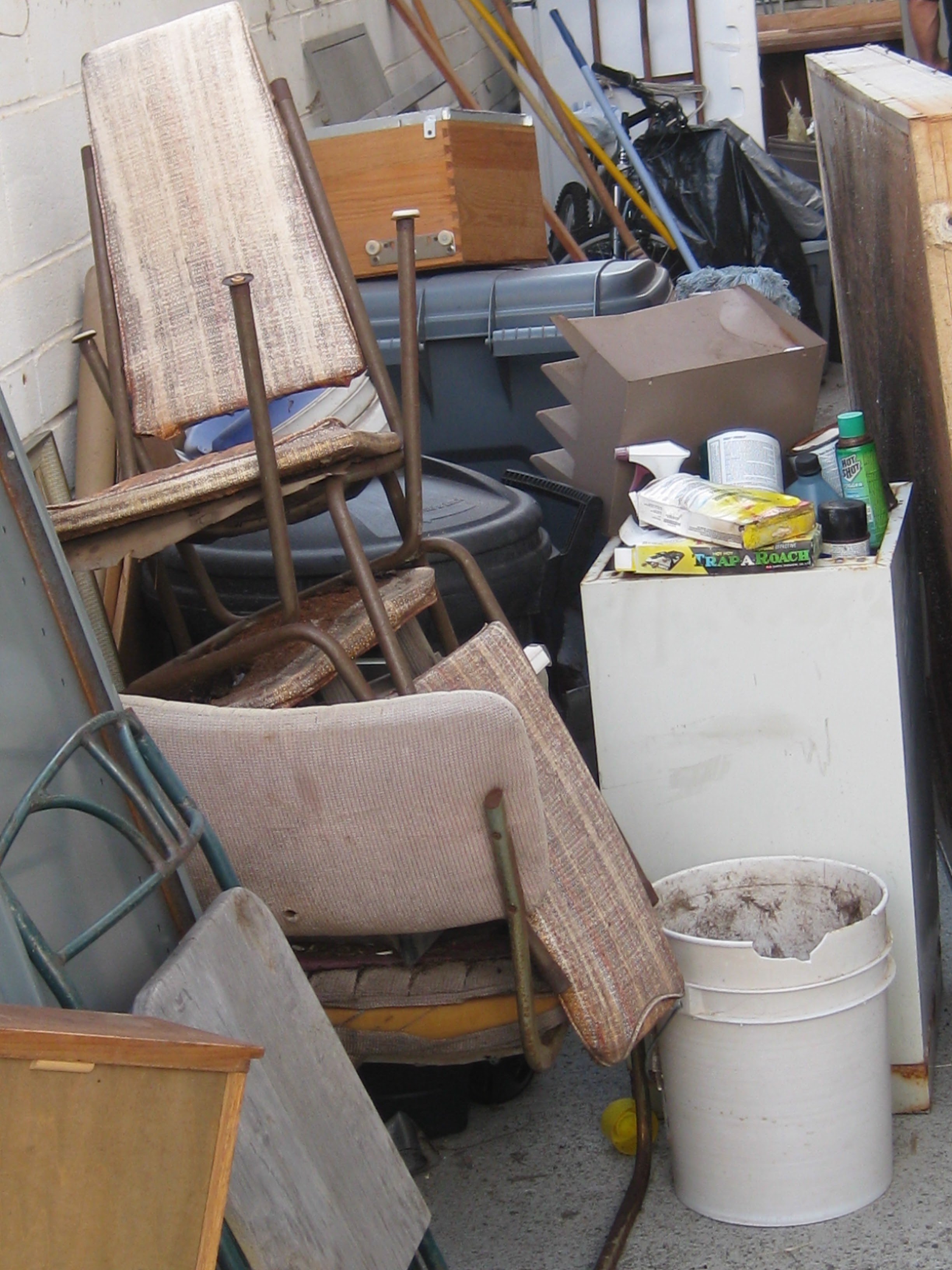 Furniture and debris piled up for removal